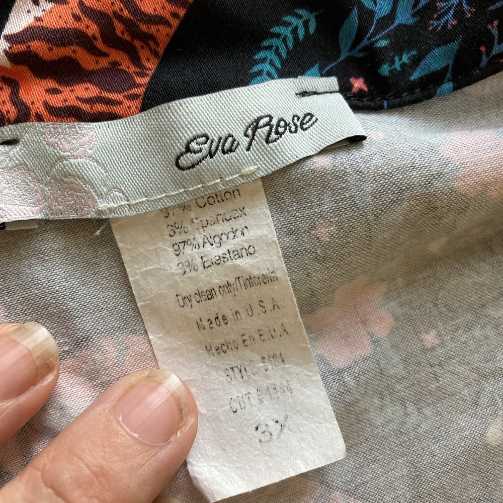 Eva Rose Fit & Flare Dress Sz 3X Vtg Tiger Graphic Floral Belted Retro Pinup - Picture 4 of 9